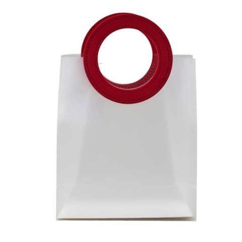 BORSETTA PC C MANICO TONDO ROSSO H18X16X8